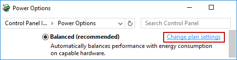 click Change plan settings