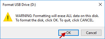 click OK to confirm