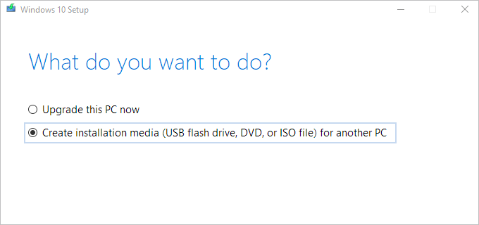 Create installation media for another PC