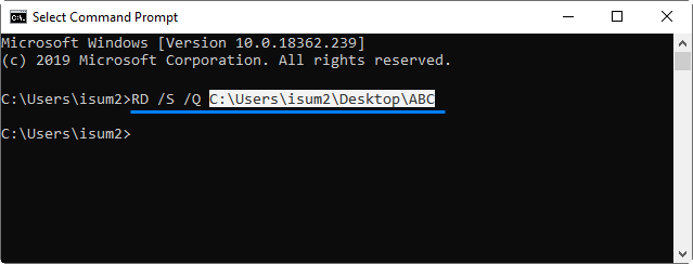Delete folder using CMD