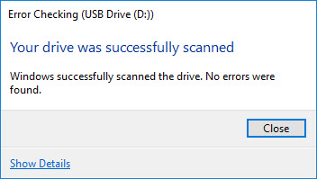 USB drive successfully scanned