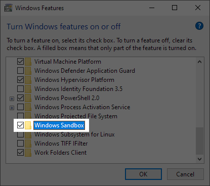 Enable Windows sandbox