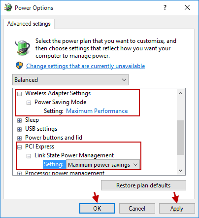 modify power plan settings