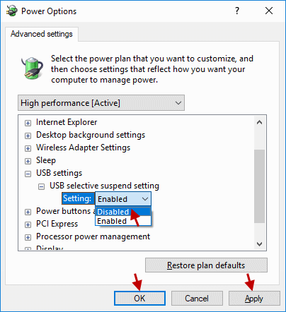 select Disabled
