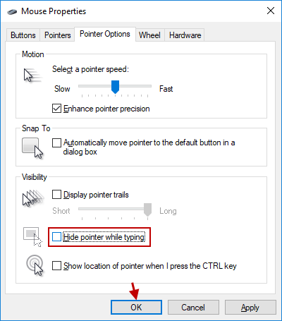 unhide Mouse pointer