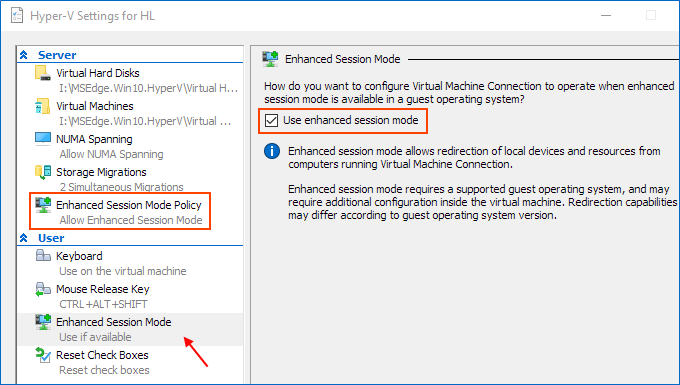 Enable and use enhanced session mode