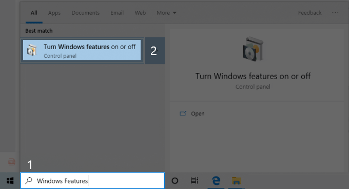 Open Windows features