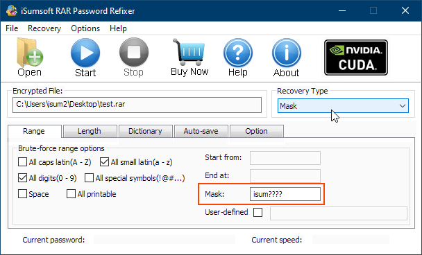 Brute-force attack with Mask