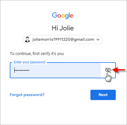 click Show password button