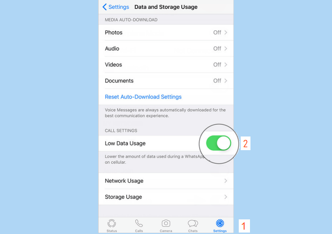 Enable Low Data Usage for Whatsapp Call