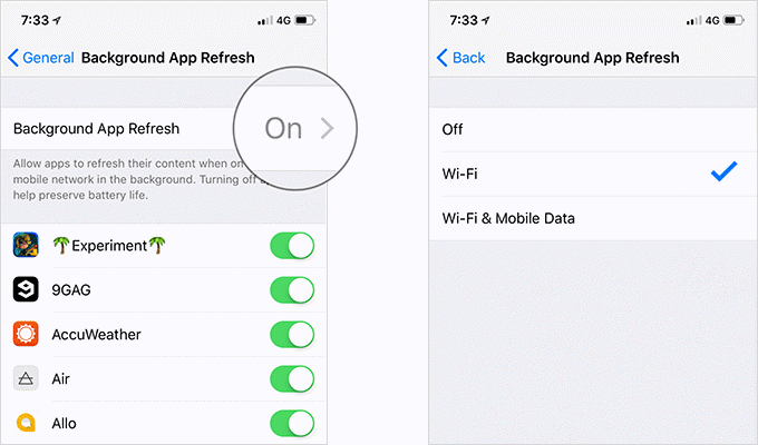 Limit Background App Refresh to Wi-Fi