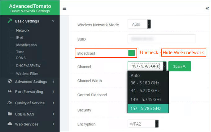 Secure and hide Wi-Fi network