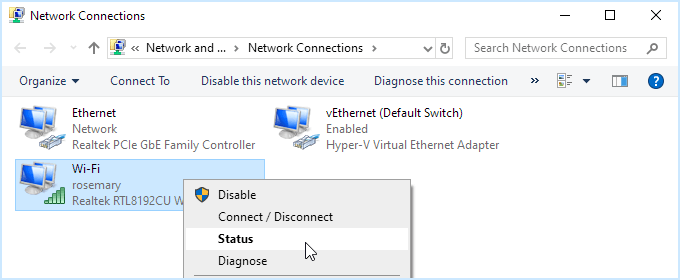 Wi-Fi network status