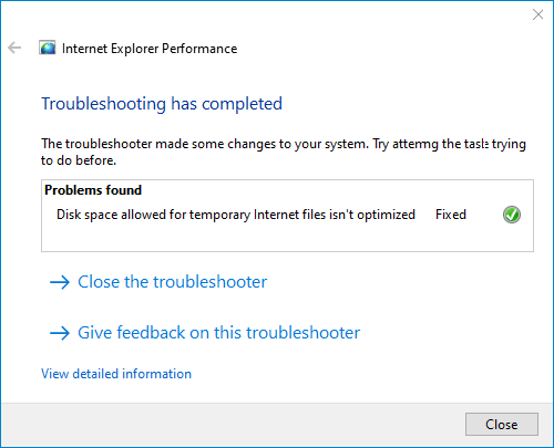 troubleshooter was fixed successfully