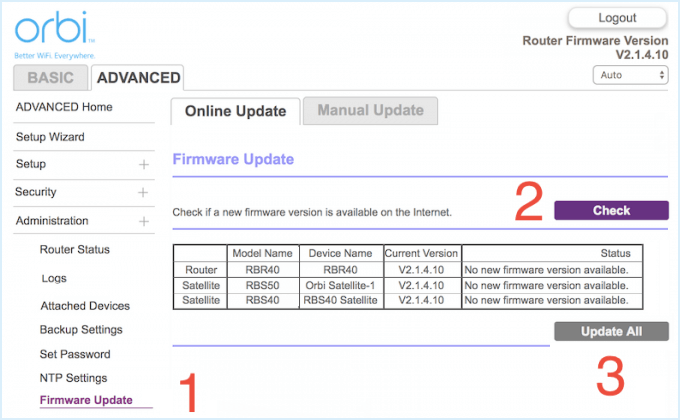 Update firmware in router's settings