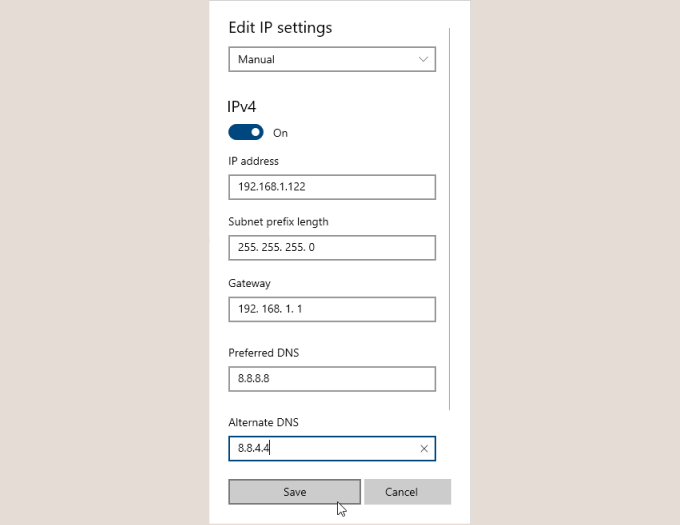 Enter IP address