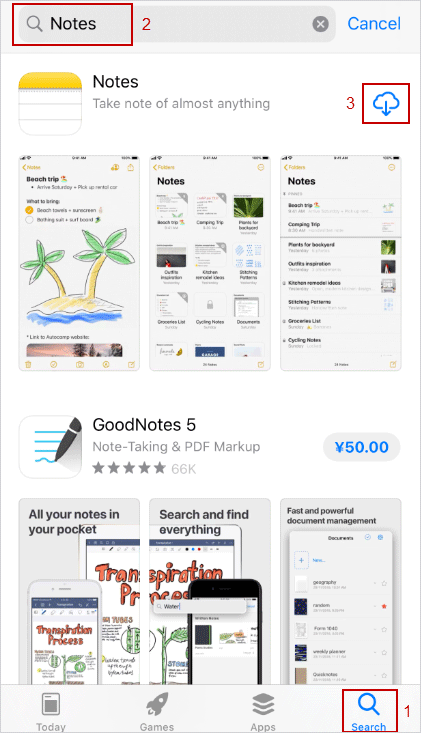 reinstall Notes app