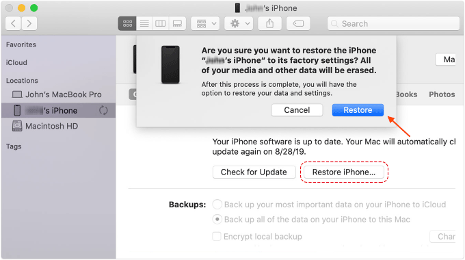 How to restore a iphone to factory settings