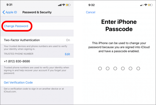 Cambiar la contraseña de ID de Apple en iPhone