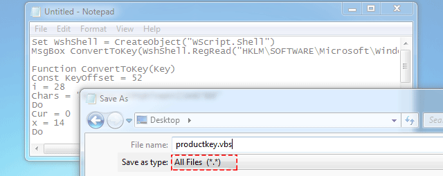 Find Windows product key using script