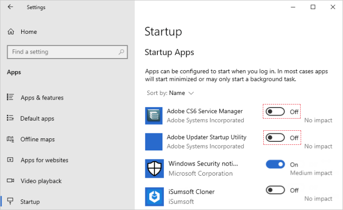 Stop apps from opening on startup