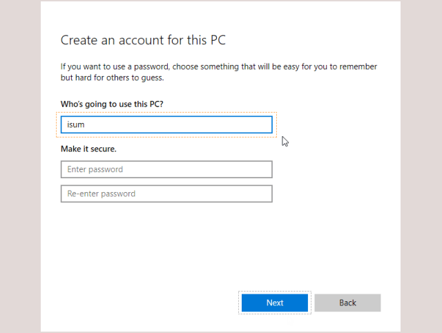 create an account without setting a password