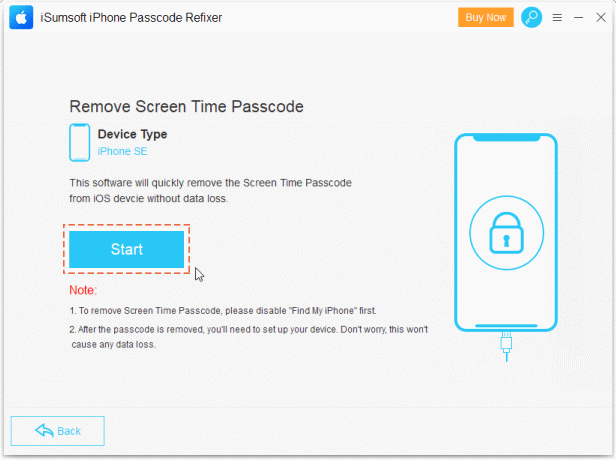 Start removing screen time passcode