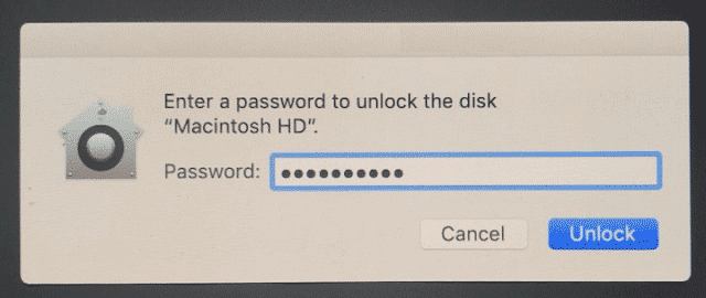 Desbloquear el disco duro de Mac