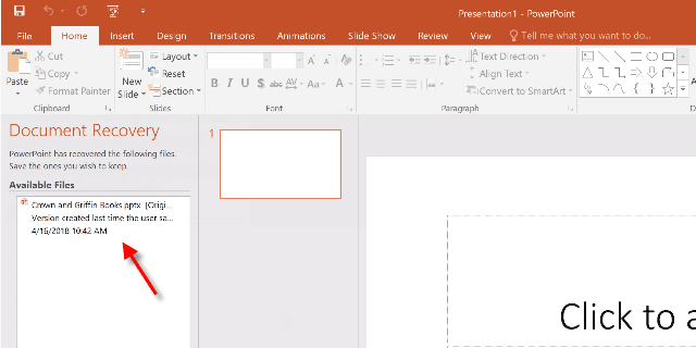 Восстановление документов PowerPoint