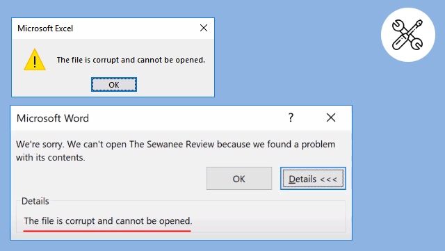 Fix the file is corrupt and cannot be opened error