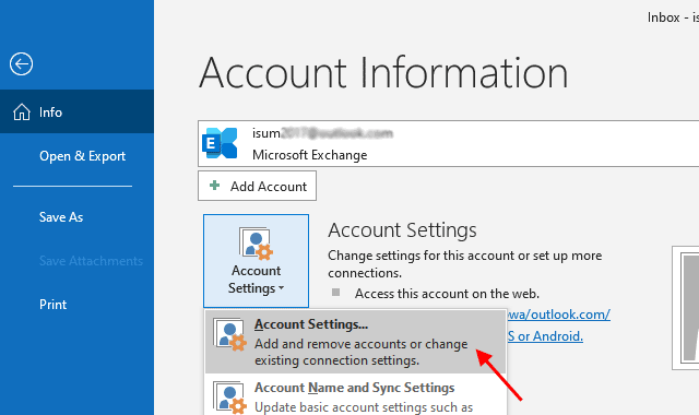 Account settings