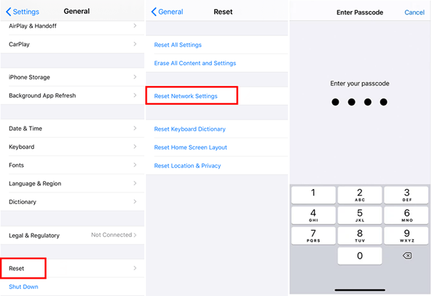 Reset network settings