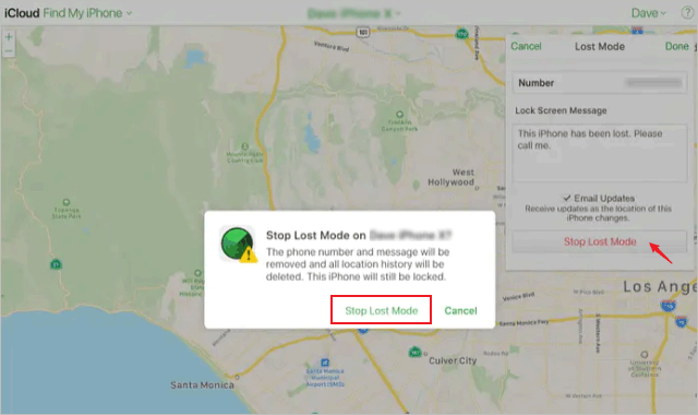 Stop lost mode