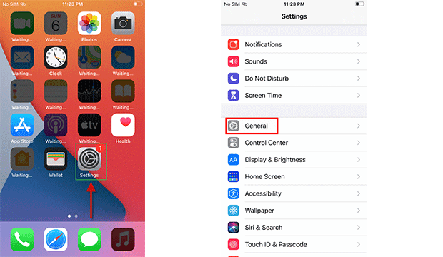 Open Settings and click general